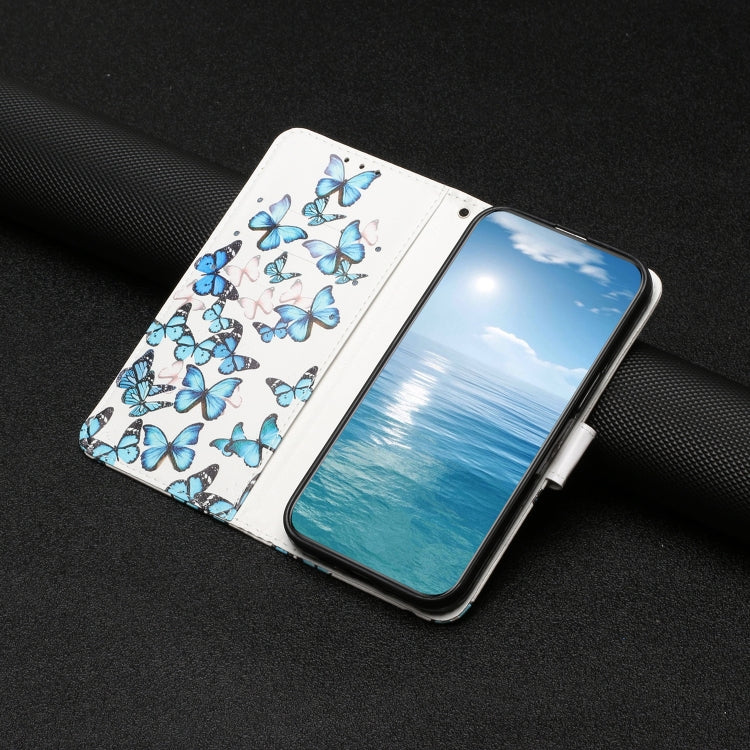 For Samsung Galaxy S25+ 5G Colored Drawing Marble Pattern Leather Phone Case(Little Blue Butterflies) by buy2fix