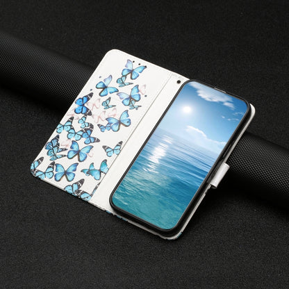 For Samsung Galaxy S25+ 5G Colored Drawing Marble Pattern Leather Phone Case(Little Blue Butterflies) by buy2fix