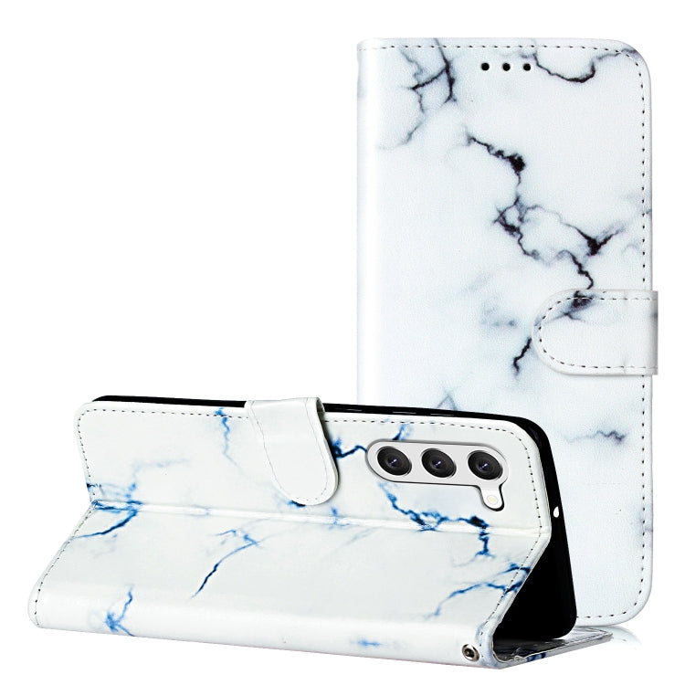 For Samsung Galaxy S25+ 5G Colored Drawing Marble Pattern Leather Phone Case(White Marble) by buy2fix