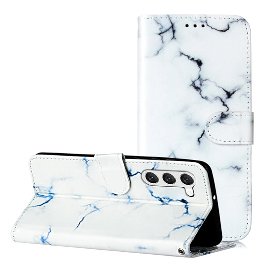 For Samsung Galaxy S25+ 5G Colored Drawing Marble Pattern Leather Phone Case(White Marble) by buy2fix