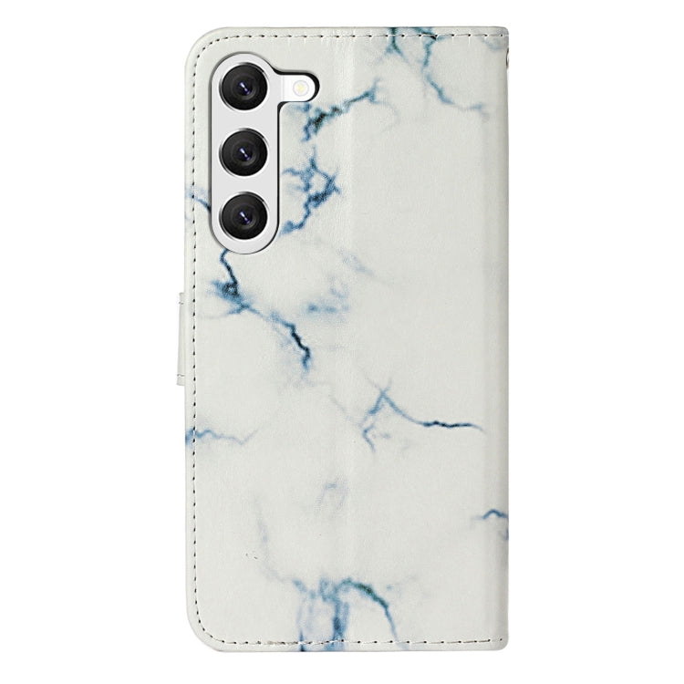 For Samsung Galaxy S25+ 5G Colored Drawing Marble Pattern Leather Phone Case(White Marble) by buy2fix
