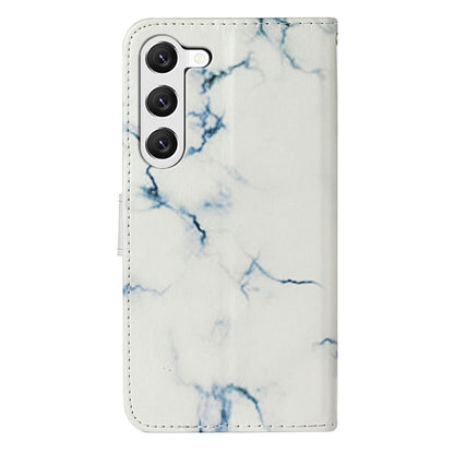 For Samsung Galaxy S25+ 5G Colored Drawing Marble Pattern Leather Phone Case(White Marble) by buy2fix