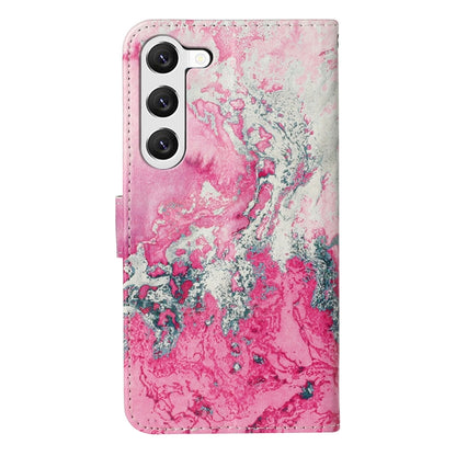 For Samsung Galaxy S25+ 5G Colored Drawing Marble Pattern Leather Phone Case(Pink Seawater) by buy2fix
