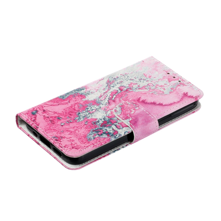 For Samsung Galaxy S25+ 5G Colored Drawing Marble Pattern Leather Phone Case(Pink Seawater) by buy2fix
