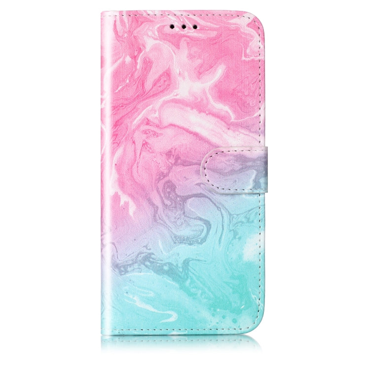 For Samsung Galaxy S25+ 5G Colored Drawing Marble Pattern Leather Phone Case(Pink Green Marble) by buy2fix