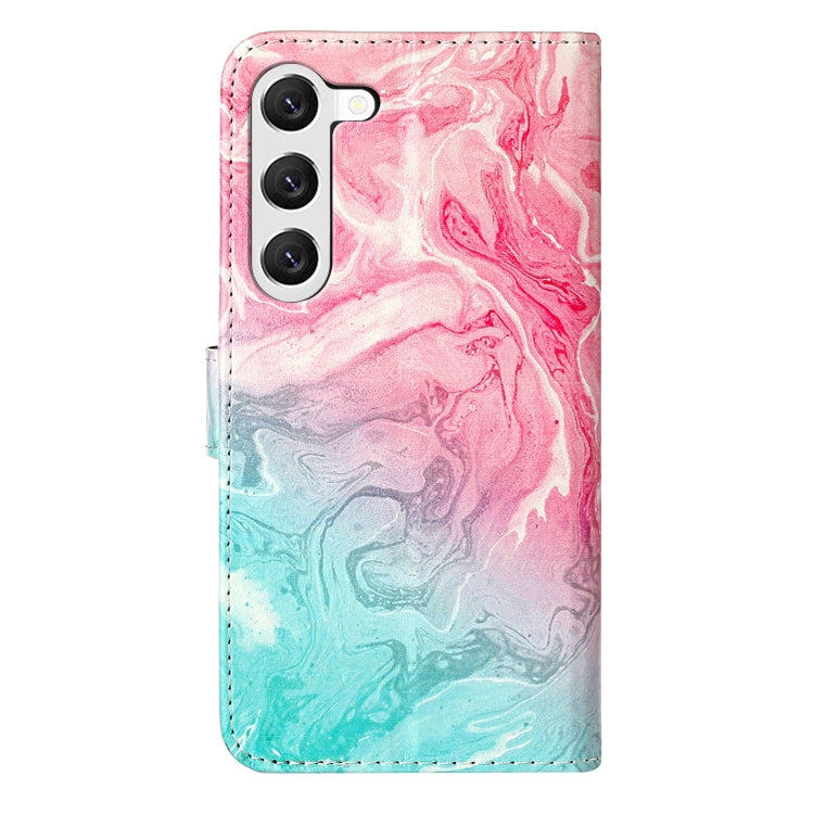 For Samsung Galaxy S25+ 5G Colored Drawing Marble Pattern Leather Phone Case(Pink Green Marble) by buy2fix