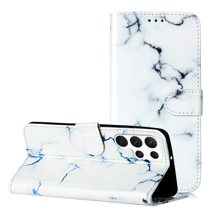For Samsung Galaxy S25 Ultra 5G Colored Drawing Marble Pattern Leather Phone Case(White Marble) by buy2fix
