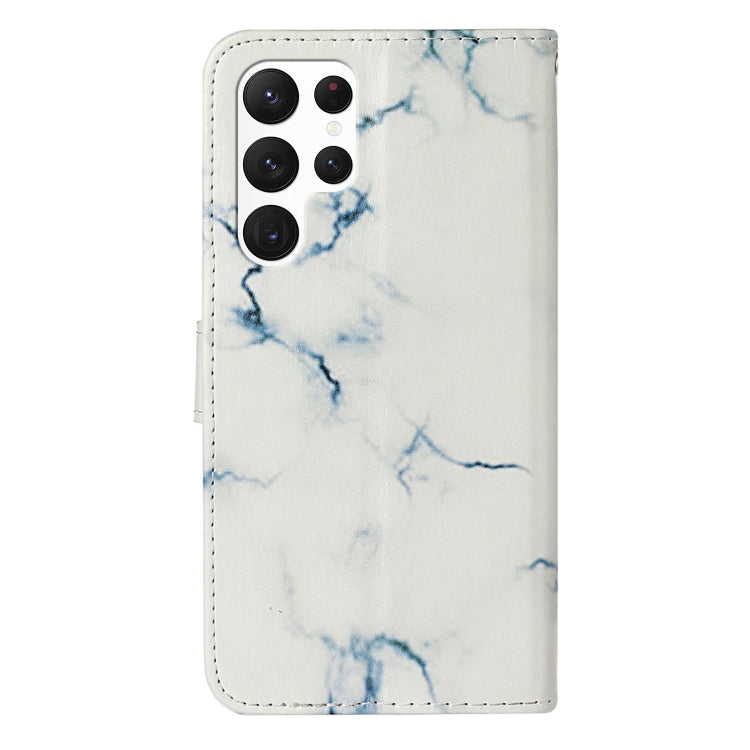 For Samsung Galaxy S25 Ultra 5G Colored Drawing Marble Pattern Leather Phone Case(White Marble) by buy2fix