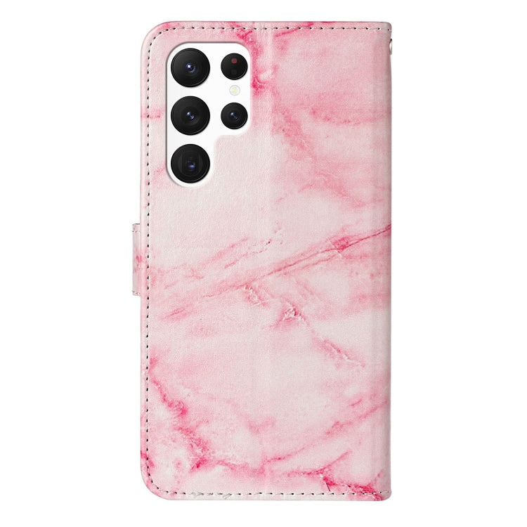 For Samsung Galaxy S25 Ultra 5G Colored Drawing Marble Pattern Leather Phone Case(Pink Marble) by buy2fix
