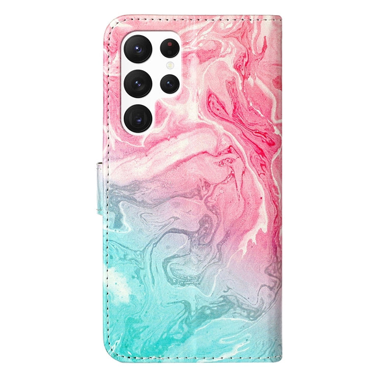 For Samsung Galaxy S25 Ultra 5G Colored Drawing Marble Pattern Leather Phone Case(Pink Green Marble) by buy2fix