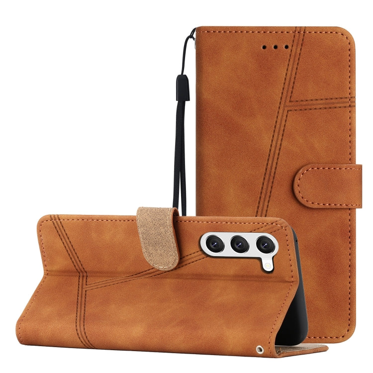 For Samsung Galaxy S25+ 5G Skin-feel Stitching Leather Phone Case(Brown) by buy2fix