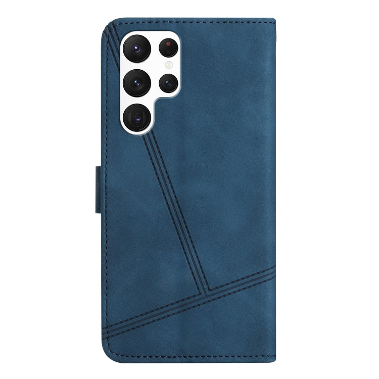 For Samsung Galaxy S25 Ultra 5G Skin-feel Stitching Leather Phone Case(Blue) by buy2fix