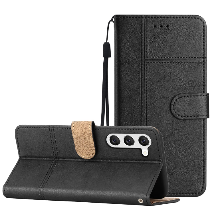 For Samsung Galaxy S25 5G Cowhide Texture Stitching Leather Phone Case(Black) by buy2fix