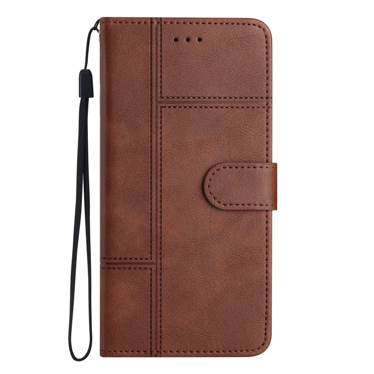 For Samsung Galaxy S25 5G Cowhide Texture Stitching Leather Phone Case(Coffee) by buy2fix