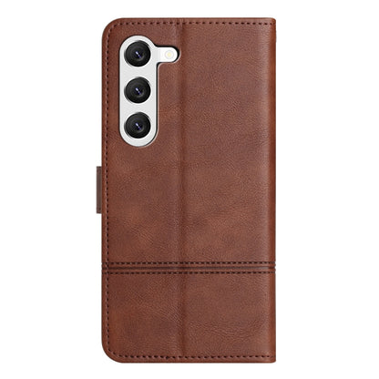 For Samsung Galaxy S25 5G Cowhide Texture Stitching Leather Phone Case(Coffee) by buy2fix