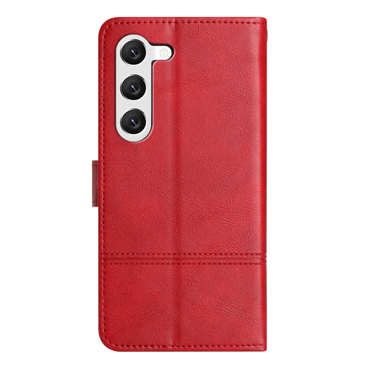 For Samsung Galaxy S25 5G Cowhide Texture Stitching Leather Phone Case(Red) by buy2fix
