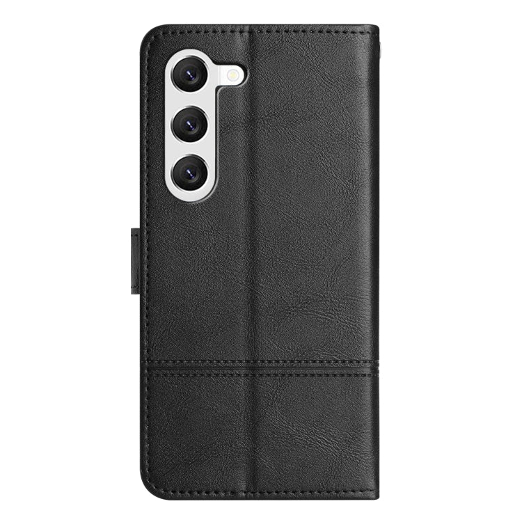 For Samsung Galaxy S25+ 5G Cowhide Texture Stitching Leather Phone Case(Black) by buy2fix