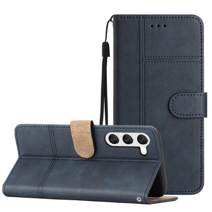For Samsung Galaxy S25+ 5G Cowhide Texture Stitching Leather Phone Case(Dark Blue) by buy2fix
