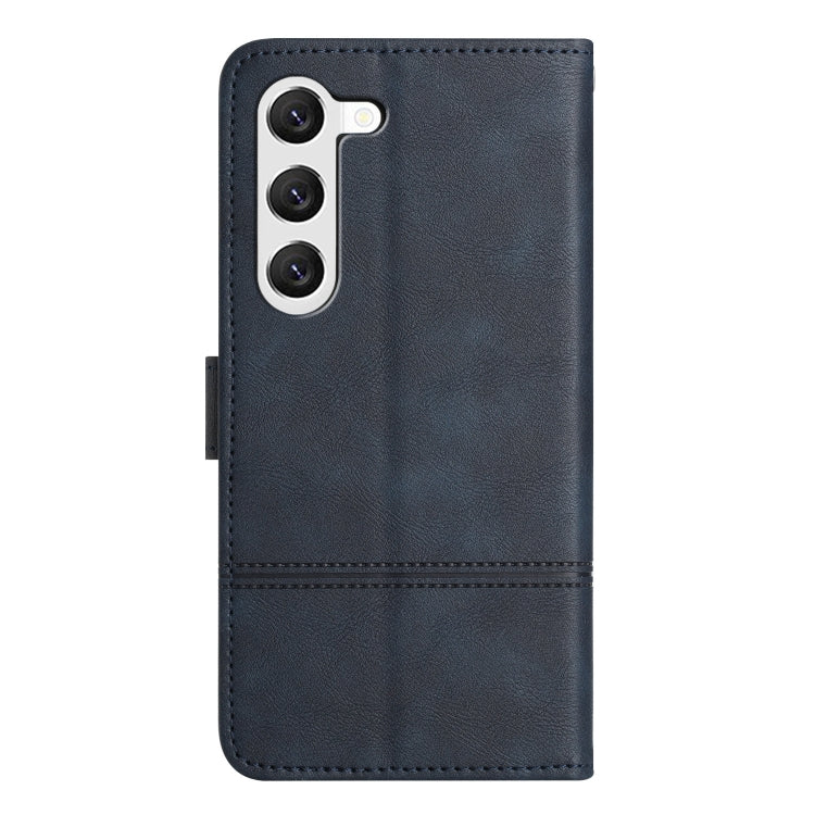 For Samsung Galaxy S25+ 5G Cowhide Texture Stitching Leather Phone Case(Dark Blue) by buy2fix