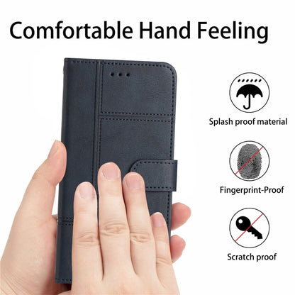 For Samsung Galaxy S25+ 5G Cowhide Texture Stitching Leather Phone Case(Dark Blue) by buy2fix