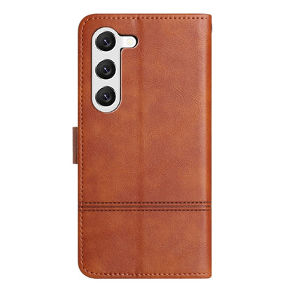 For Samsung Galaxy S25+ 5G Cowhide Texture Stitching Leather Phone Case(Brown) by buy2fix