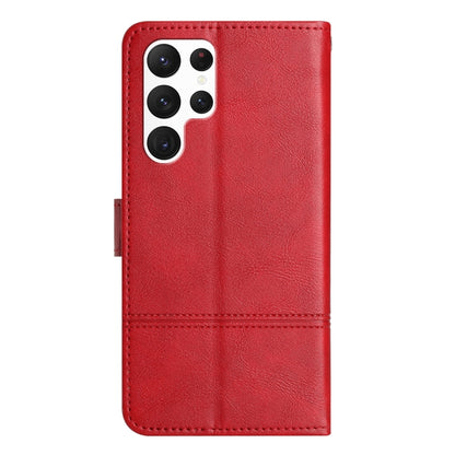 For Samsung Galaxy S25 Ultra 5G Cowhide Texture Stitching Leather Phone Case(Red) by buy2fix
