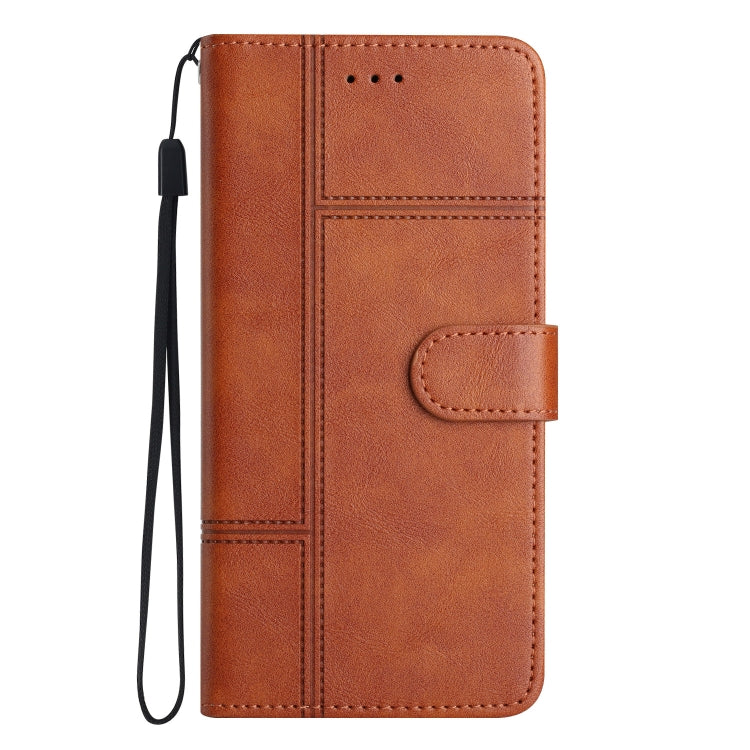 For Samsung Galaxy S25 Ultra 5G Cowhide Texture Stitching Leather Phone Case(Brown) by buy2fix