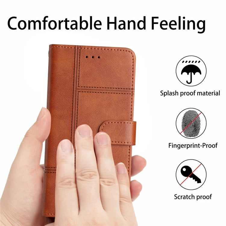 For Samsung Galaxy S25 Ultra 5G Cowhide Texture Stitching Leather Phone Case(Brown) by buy2fix