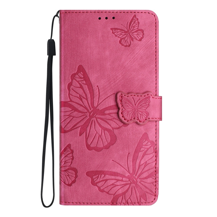For Samsung Galaxy S25 5G Skin-feel Embossed Butterfly Leather Phone Case(Rose Red) by buy2fix