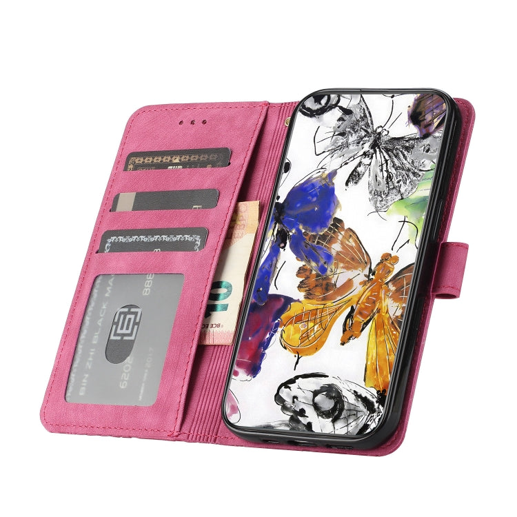 For Samsung Galaxy S25 5G Skin-feel Embossed Butterfly Leather Phone Case(Rose Red) by buy2fix