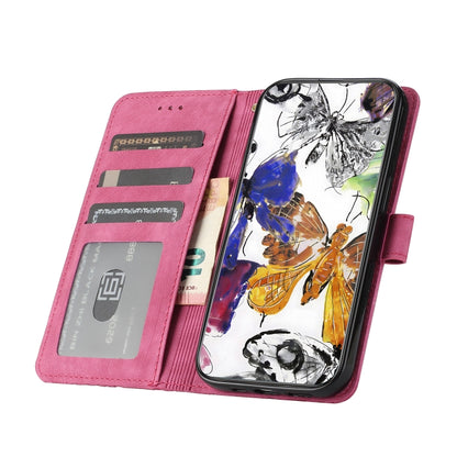 For Samsung Galaxy S25 5G Skin-feel Embossed Butterfly Leather Phone Case(Rose Red) by buy2fix