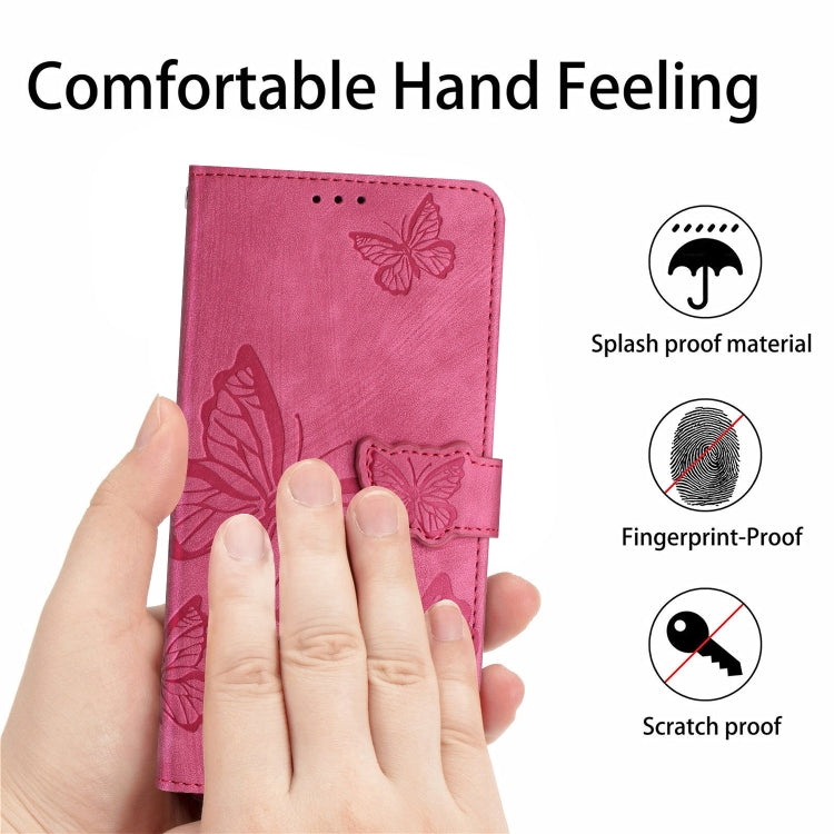 For Samsung Galaxy S25 5G Skin-feel Embossed Butterfly Leather Phone Case(Rose Red) by buy2fix