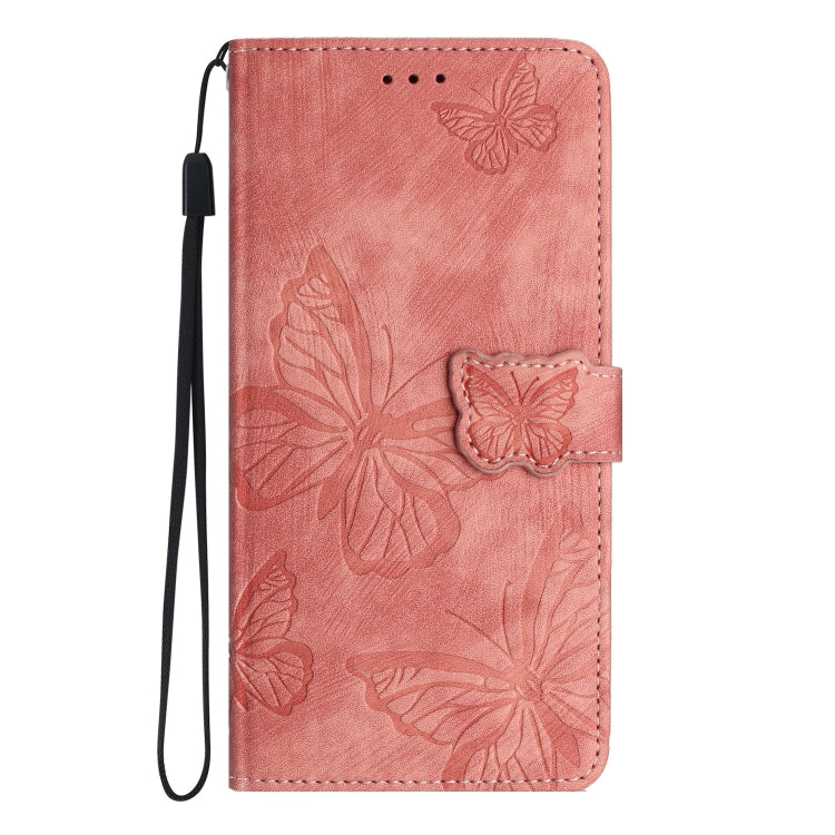 For Samsung Galaxy S25 5G Skin-feel Embossed Butterfly Leather Phone Case(Pink) by buy2fix