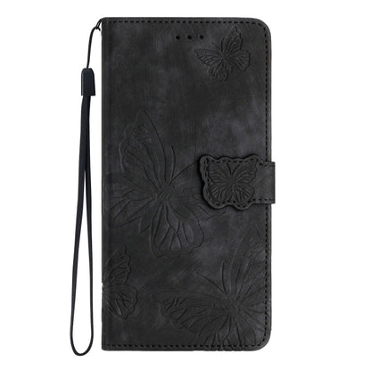 For Samsung Galaxy S25+ 5G Skin-feel Embossed Butterfly Leather Phone Case(Black) by buy2fix