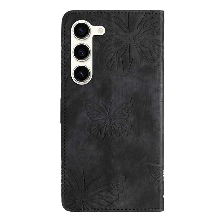 For Samsung Galaxy S25+ 5G Skin-feel Embossed Butterfly Leather Phone Case(Black) by buy2fix