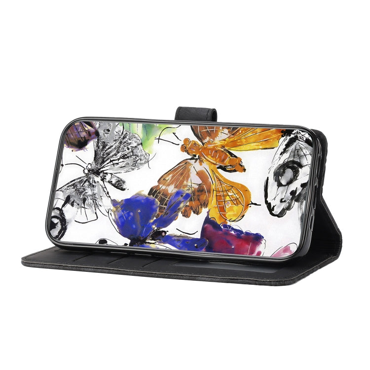 For Samsung Galaxy S25+ 5G Skin-feel Embossed Butterfly Leather Phone Case(Black) by buy2fix