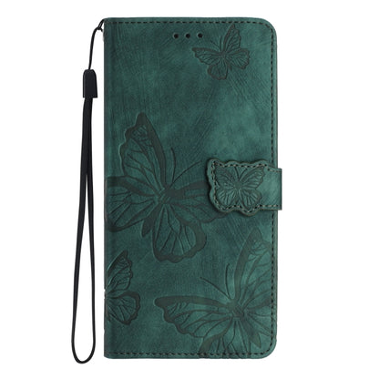 For Samsung Galaxy S25+ 5G Skin-feel Embossed Butterfly Leather Phone Case(Green) by buy2fix