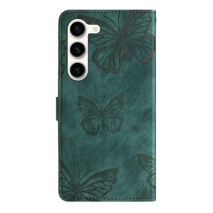For Samsung Galaxy S25+ 5G Skin-feel Embossed Butterfly Leather Phone Case(Green) by buy2fix