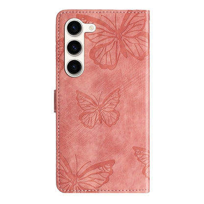 For Samsung Galaxy S25+ 5G Skin-feel Embossed Butterfly Leather Phone Case(Pink) by buy2fix