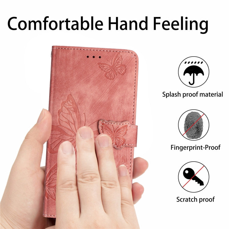 For Samsung Galaxy S25+ 5G Skin-feel Embossed Butterfly Leather Phone Case(Pink) by buy2fix
