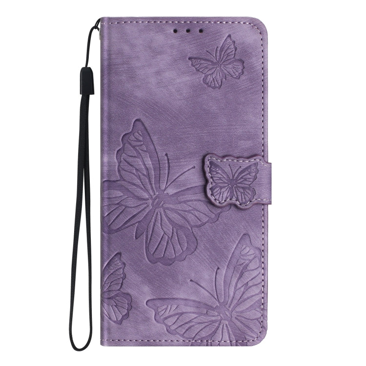 For Samsung Galaxy S25+ 5G Skin-feel Embossed Butterfly Leather Phone Case(Purple) by buy2fix