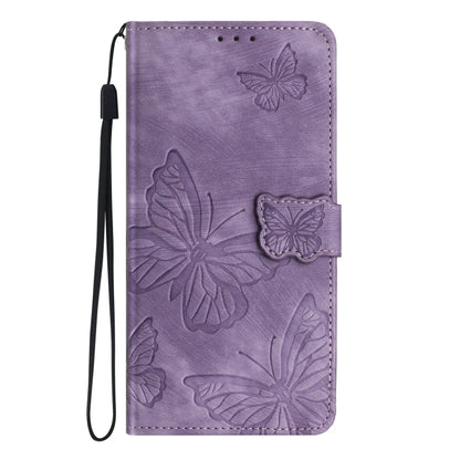 For Samsung Galaxy S25+ 5G Skin-feel Embossed Butterfly Leather Phone Case(Purple) by buy2fix