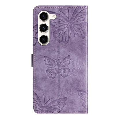 For Samsung Galaxy S25+ 5G Skin-feel Embossed Butterfly Leather Phone Case(Purple) by buy2fix