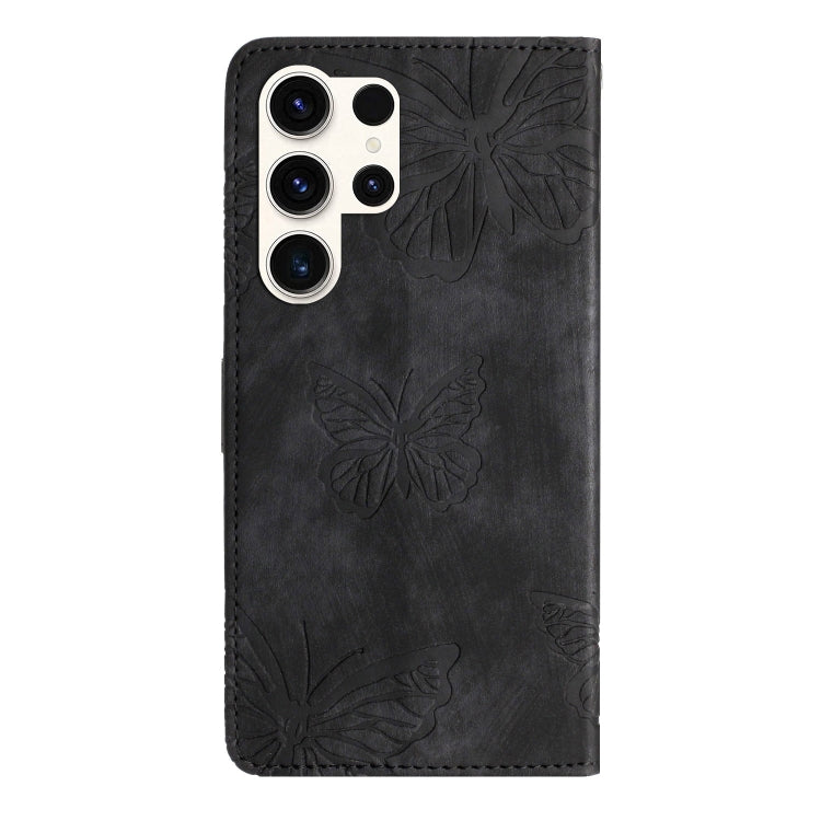 For Samsung Galaxy S25 Ultra 5G Skin-feel Embossed Butterfly Leather Phone Case(Black) by buy2fix