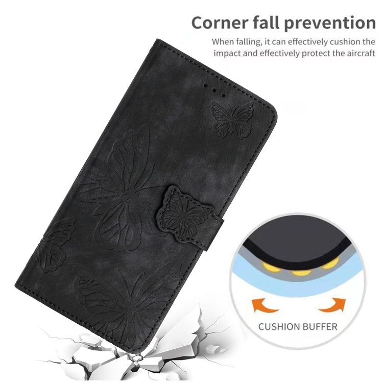 For Samsung Galaxy S25 Ultra 5G Skin-feel Embossed Butterfly Leather Phone Case(Black) by buy2fix