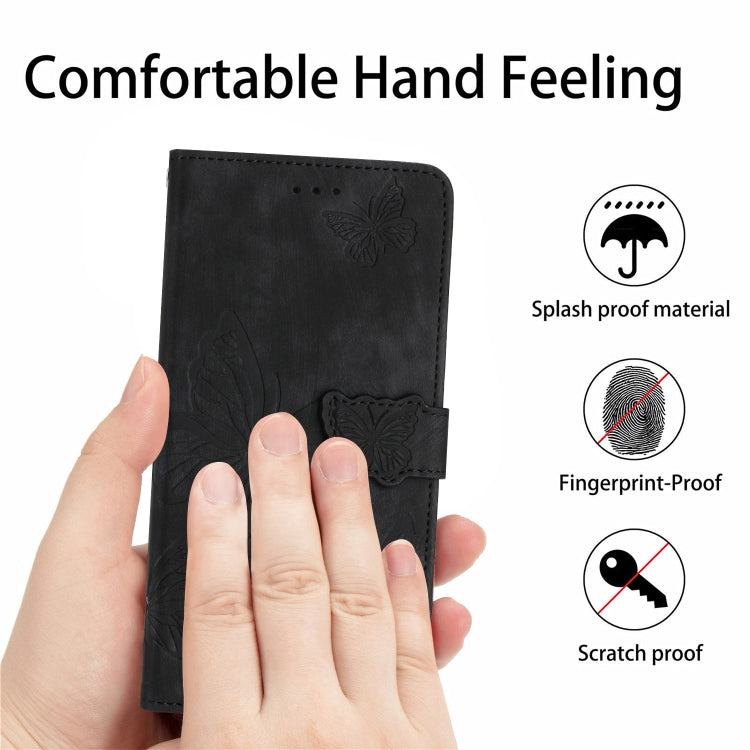 For Samsung Galaxy S25 Ultra 5G Skin-feel Embossed Butterfly Leather Phone Case(Black) by buy2fix