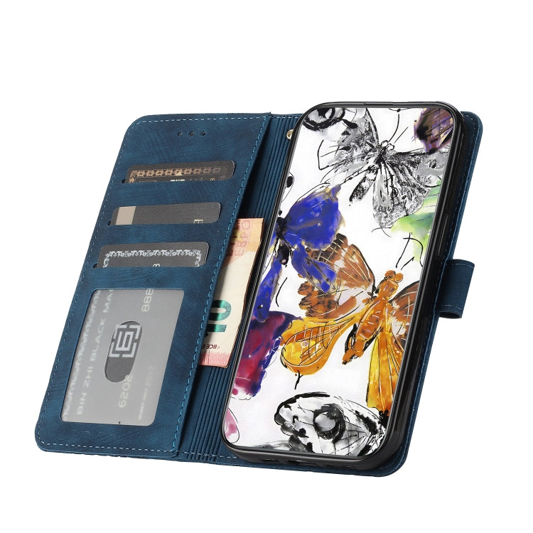 For Samsung Galaxy S25 Ultra 5G Skin-feel Embossed Butterfly Leather Phone Case(Blue) by buy2fix