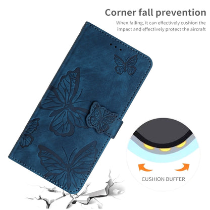 For Samsung Galaxy S25 Ultra 5G Skin-feel Embossed Butterfly Leather Phone Case(Blue) by buy2fix