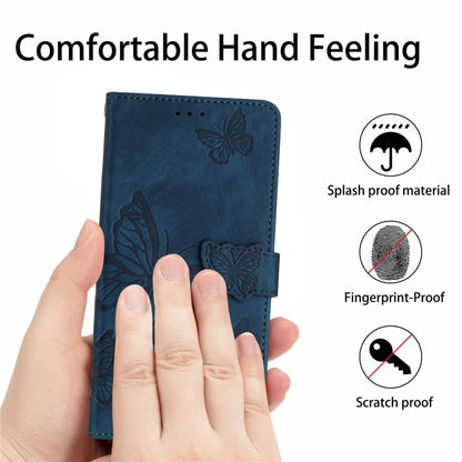 For Samsung Galaxy S25 Ultra 5G Skin-feel Embossed Butterfly Leather Phone Case(Blue) by buy2fix