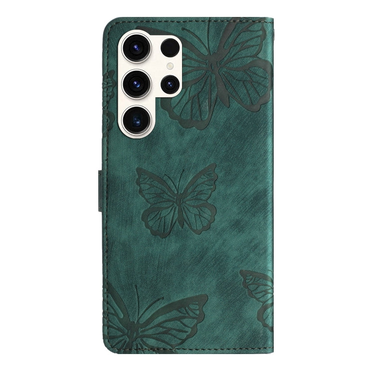 For Samsung Galaxy S25 Ultra 5G Skin-feel Embossed Butterfly Leather Phone Case(Green) by buy2fix
